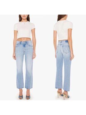 MOTHER Superior The Scooter Ankle Jeans Don't Be A Square slouchier Size 32x 25